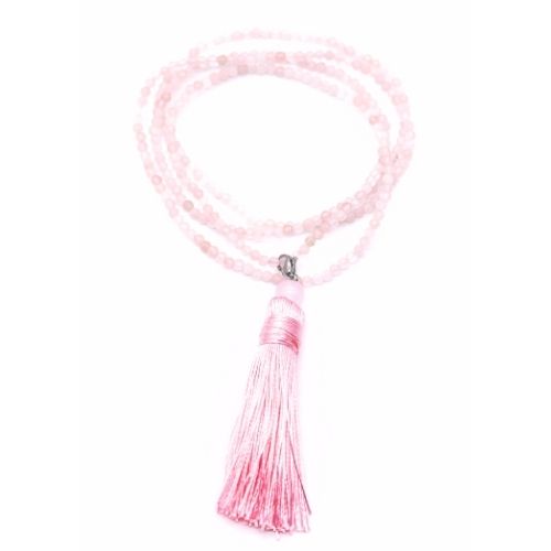 <strong>COLLIER MALA FACETTÉ </strong>QUARTZ ROSE Qualité A