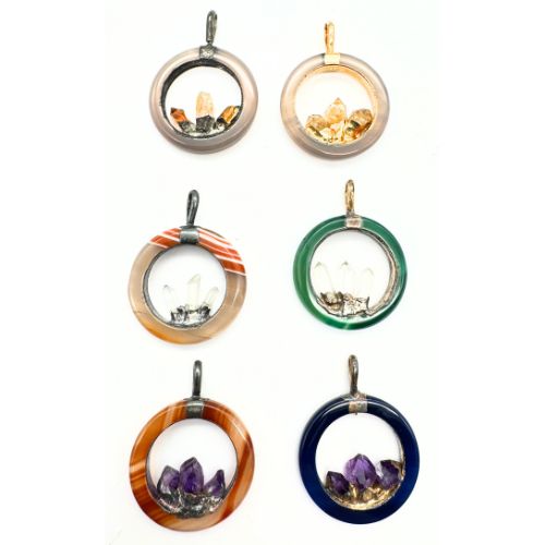 LOT DE 6 PENDENTIFS RONDS 