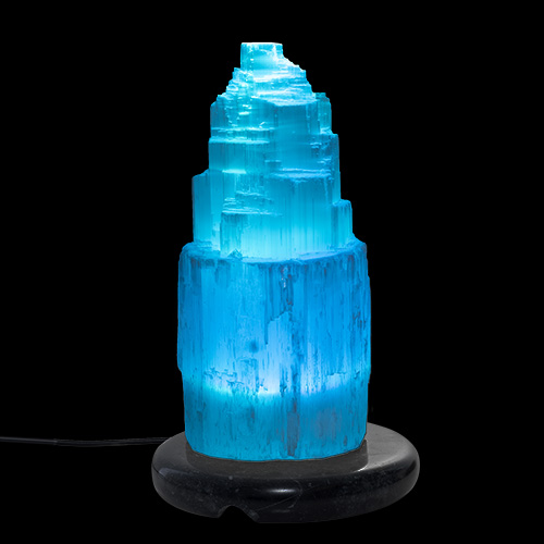 Lampe minérale en sélénite double 25 cm pas cher -  - Boutique  ésotérique en ligne