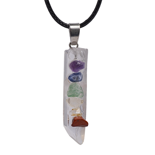 PENDENTIF POINTE CRISTAL 7 CHAKRAS La pièce QUALITÉ EXTRA